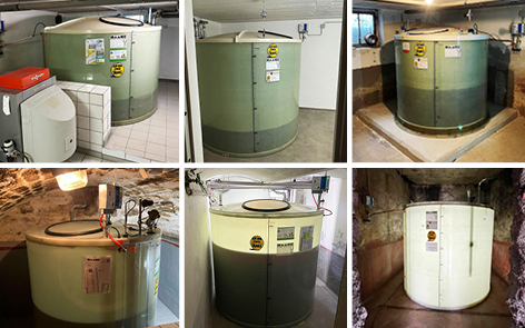 Heizöltanks für jeden Keller mit unterschiedlichen Durchmessern und Höhen sowie in verschiedenen Einbausituationen