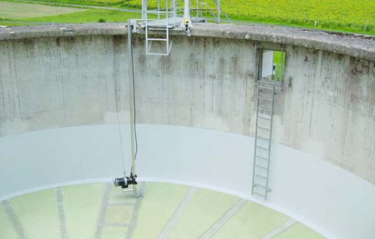 Haase lining for a basin to collect sewage sludge.